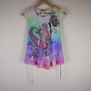 Vintage Y2K Julie's Closet Top Peace Fairycore Boho Size Medium 13x23